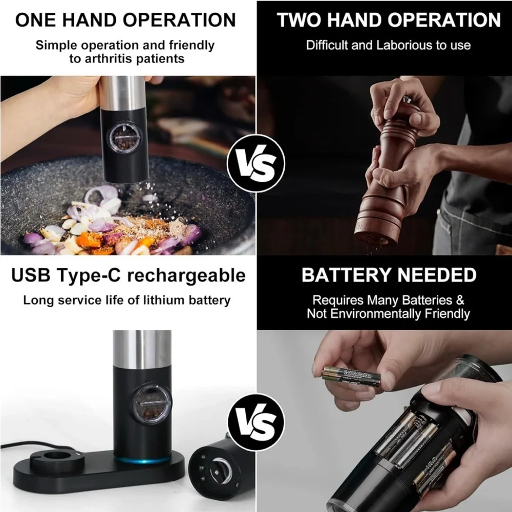 2 Pcs Puzz Electric Grinder Set - Black and White